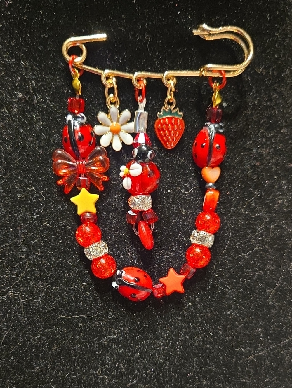Red Ladybug & Strawberry Charm Brooch - Women Jewelry Brooches